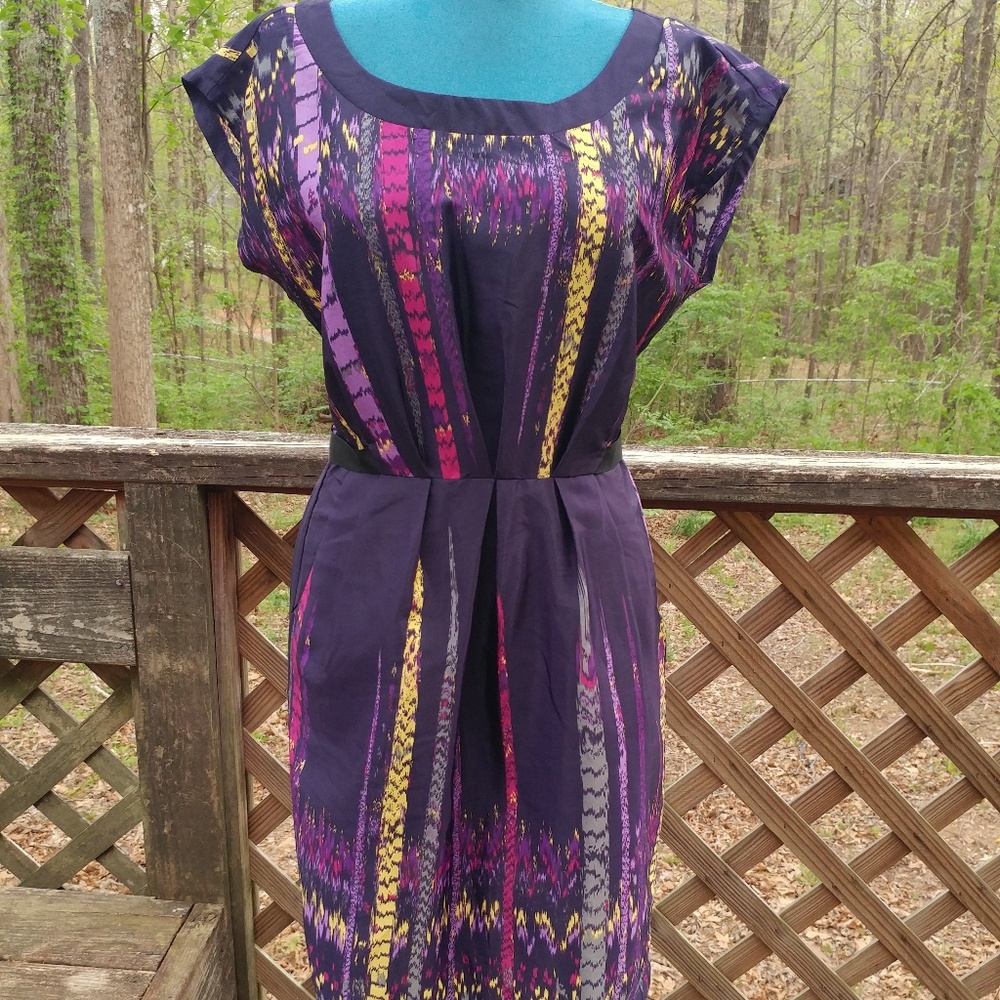 BeBop Purple Mini Dress With Black Tie Belt Medium